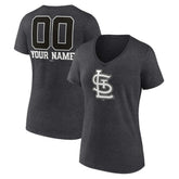 St. Louis Cardinals Women's Personalized Monochrome Name & Number V-Neck T-Shirt - Charcoal