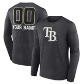 Tampa Bay Rays Personalized Monochrome Name & Number Long Sleeve T-Shirt - Charcoal