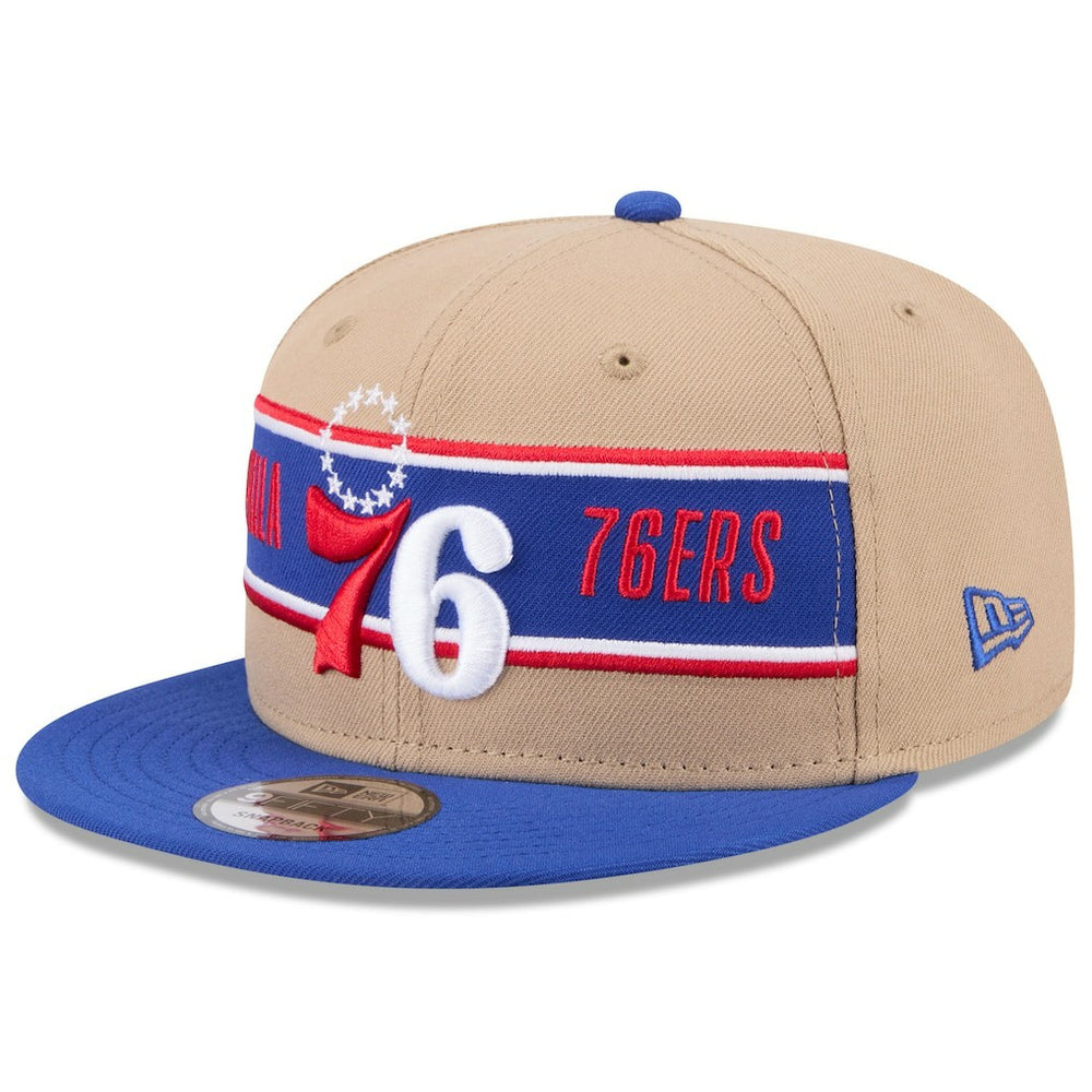 Philadelphia 76ers 2024 NBA Draft 9FIFTY Snapback Hat - Tan/Royal | New Era for sale