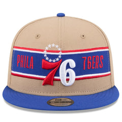 Philadelphia 76ers 2024 NBA Draft 9FIFTY Snapback Hat - Tan/Royal | New Era for sale
