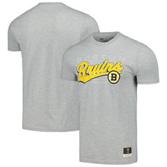 Boston Bruins Mitchell & Ness 100th Anniversary Script Sweep T-Shirt