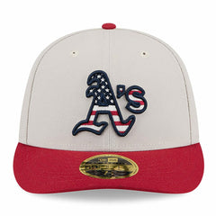 Athletics 2024 Fourth of July Low Profile 59FIFTY Fitted Hat - Khaki/Red | New Era