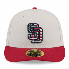 San Diego Padres 2024 Fourth of July Low Profile 59FIFTY Fitted Hat - Khaki/Red | New Era