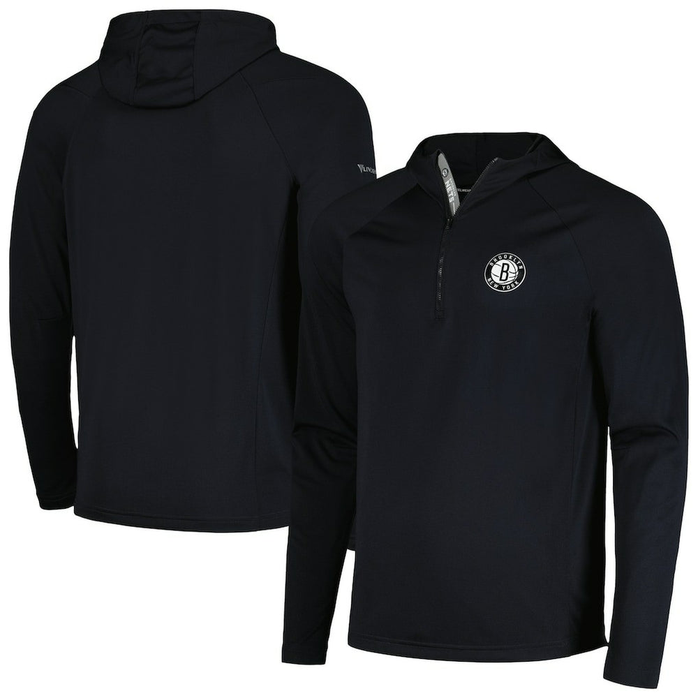 Brooklyn Nets Levelwear Zander Hoodie Raglan Quarter-Zip Top - Black online
