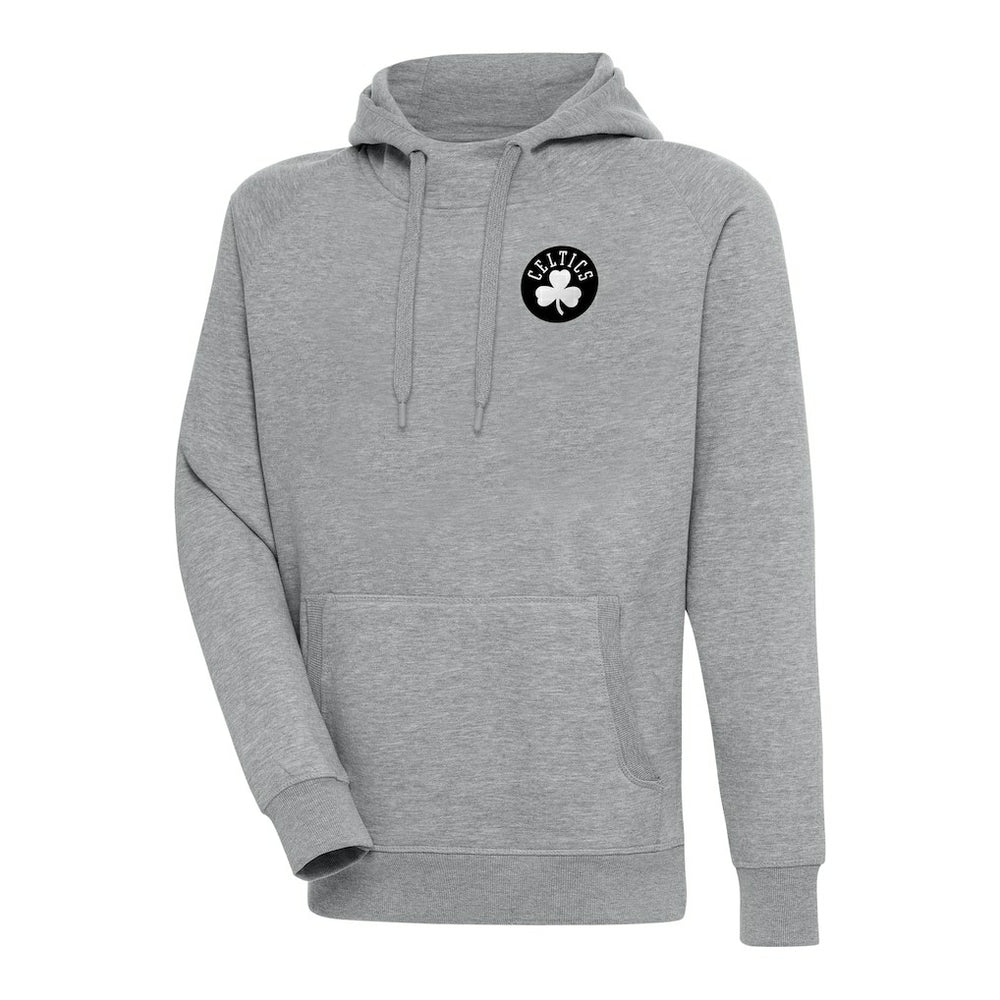 Boston Celtics Antigua Metallic Logo Victory Raglan Pullover Hoodie - Heather Gray sale