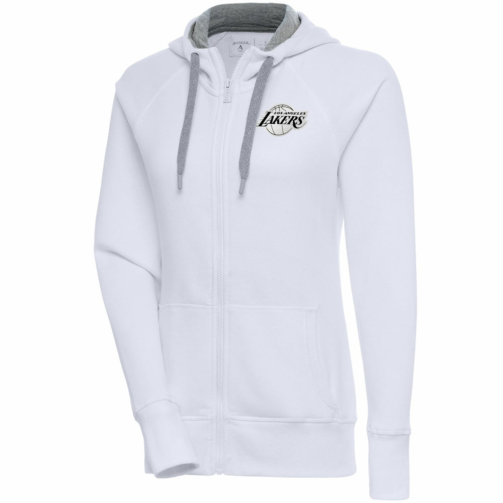 Los Angeles Lakers Antigua Women's Brushed Metallic Victory Full-Zip Hoodie - White shop
