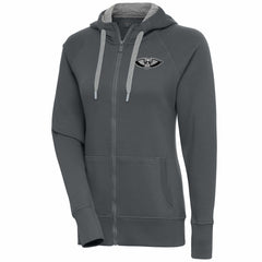 New Orleans Pelicans Antigua Women's Brushed Metallic Victory Full-Zip Hoodie - Charcoal sale
