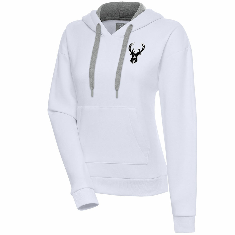 Milwaukee Bucks Antigua Women's Brushed Metallic Victory Pullover Hoodie - White online