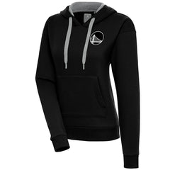 Golden State Warriors Antigua Women's Brushed Metallic Victory Pullover Hoodie - Black for sale