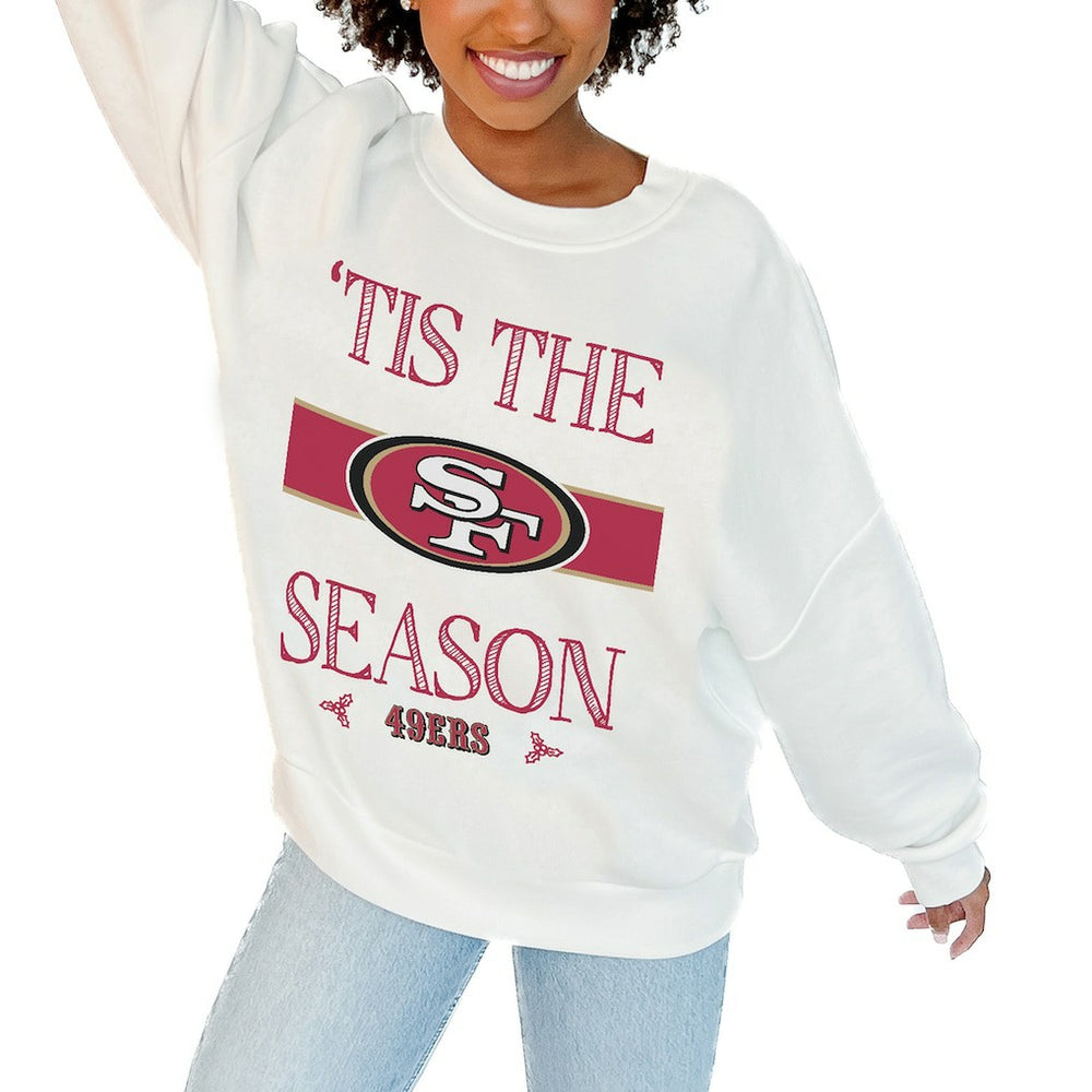 NFL San Francisco 49ers Gameday Couture Women's Oversized Take A Holiday Pullover Sweatshirt