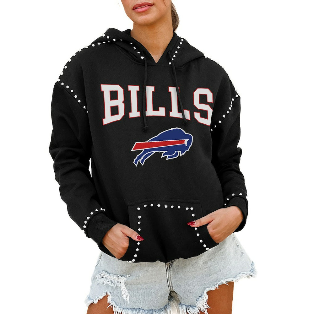 NFL Buffalo Bills Gameday Couture Women's Oversized Catch the Vibe Studded Pullover Hoodie