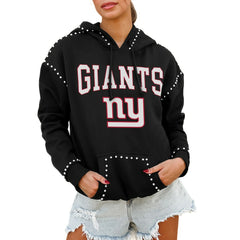 NFL New York Giants Gameday Couture Women's Oversized Catch the Vibe Studded Pullover Hoodie