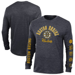 Boston Bruins Champion Multi-Logo Tri-Blend Long Sleeve T-Shirt
