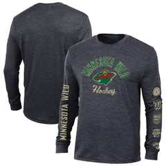 Minnesota Wild Champion Multi-Logo Tri-Blend Long Sleeve T-Shirt