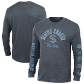 Seattle Kraken Champion Multi-Logo Tri-Blend Long Sleeve T-Shirt