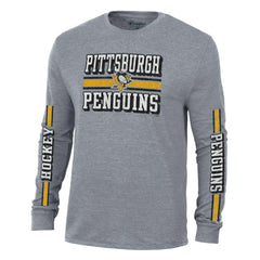 Pittsburgh Penguins Champion Tri-Blend Dual-Stripe Long Sleeve T-Shirt