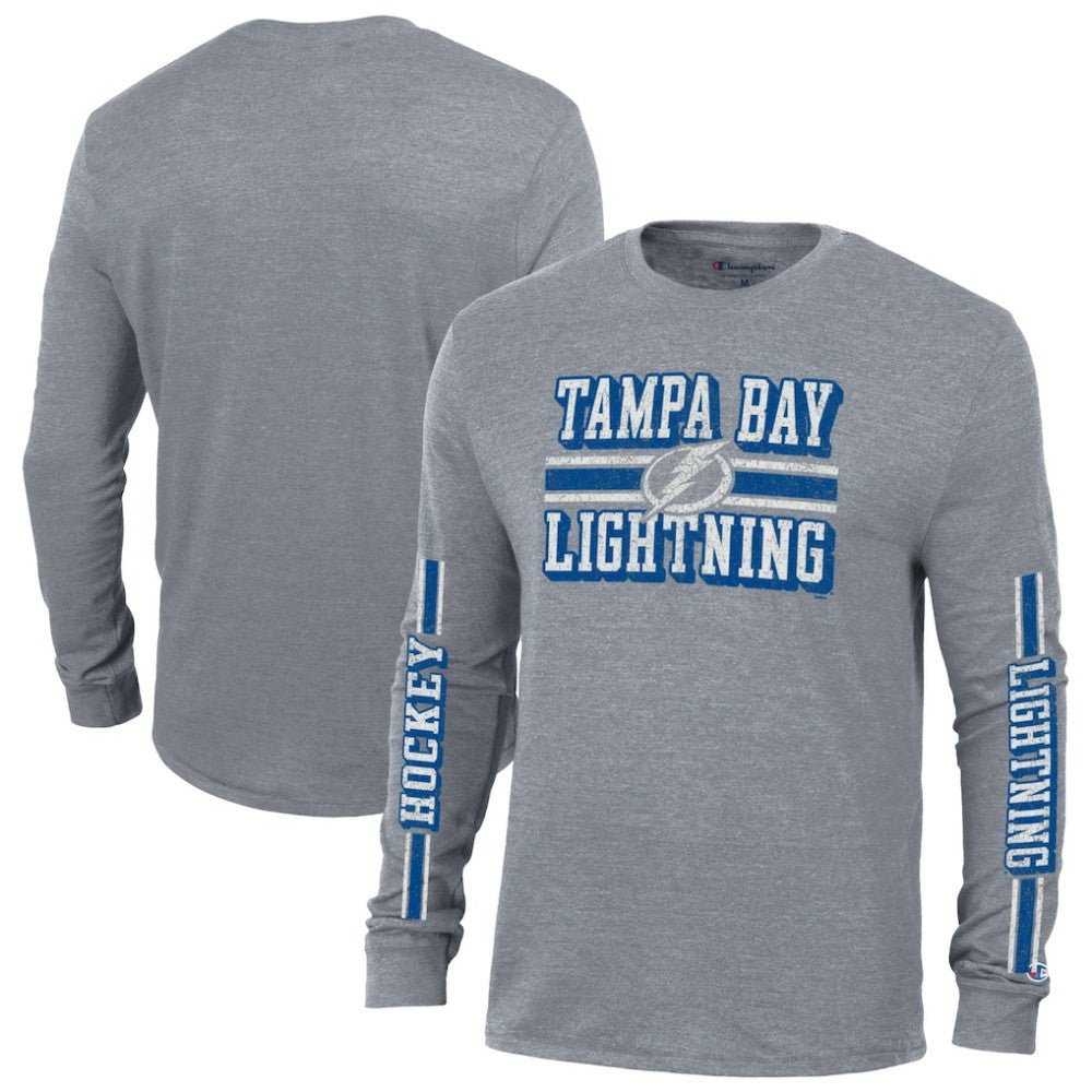 Tampa Bay Lightning Champion Tri-Blend Dual-Stripe Long Sleeve T-Shirt