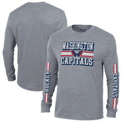 Washington Capitals Champion Tri-Blend Dual-Stripe Long Sleeve T-Shirt