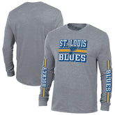 St. Louis Blues Champion Tri-Blend Dual-Stripe Long Sleeve T-Shirt