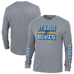 St. Louis Blues Champion Tri-Blend Dual-Stripe Long Sleeve T-Shirt