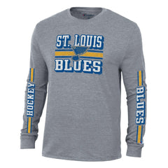 St. Louis Blues Champion Tri-Blend Dual-Stripe Long Sleeve T-Shirt