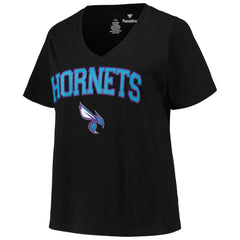 Charlotte Hornets Profile Women's Plus Size Arch Over Logo V-Neck T-Shirt - Black online