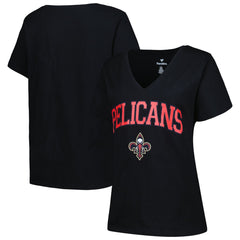 New Orleans Pelicans Profile Women's Plus Size Arch Over Logo V-Neck T-Shirt - Black on sale