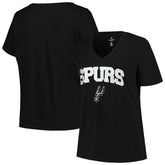 San Antonio Spurs Profile Women's Plus Size Arch Over Logo V-Neck T-Shirt - Black for sale