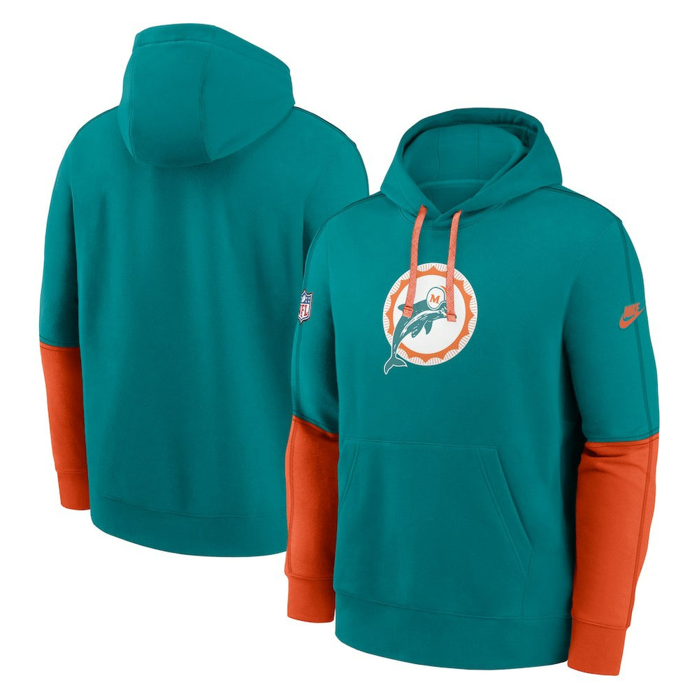 NFL Miami Dolphins Throwback Logo Club Tri-Blend Pullover Hoodie