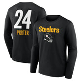 NFL Pittsburgh Steelers Joey Porter Jr. Team Wordmark Player Name & Number Long Sleeve T-Shirt