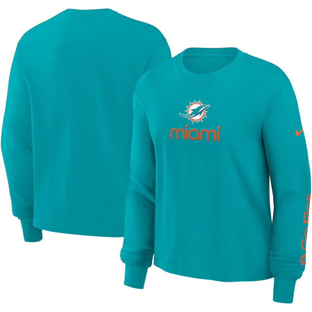 NFL Miami Dolphins Women's Boxy Long Sleeve T-Shirt