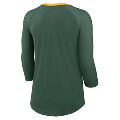 NFL Green Bay Packers Women's 3/4 Sleeve Raglan Fashion Top