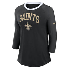 NFL New Orleans Saints Women's 3/4 Sleeve Raglan Fashion Top