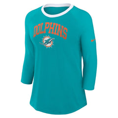 NFL Miami Dolphins Women's 3/4 Sleeve Raglan Fashion Top