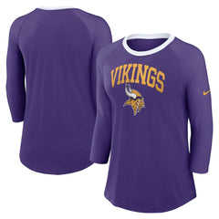 NFL Minnesota Vikings Women's 3/4 Sleeve Raglan Fashion Top