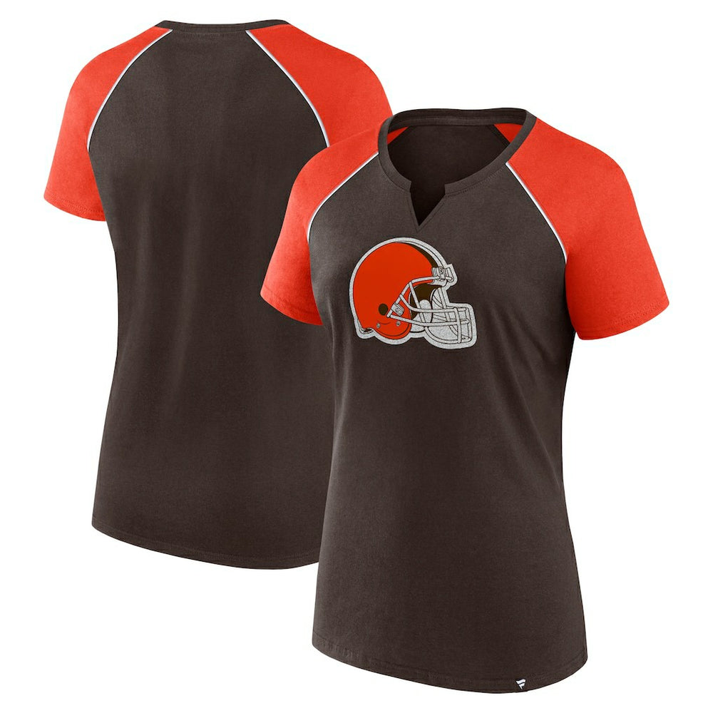 NFL Cleveland Browns Women's Glittered Primary Raglan T-Shirt
