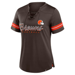 NFL Cleveland Browns Women's Play Script Lace-Up T-Shirt