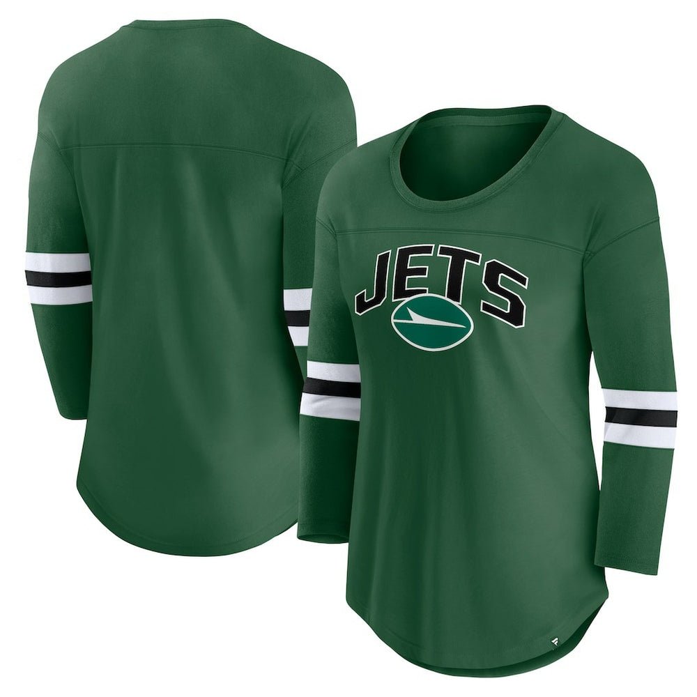 NFL New York Jets Women's First Team Arch Logo 3/4 Sleeve T-Shirt