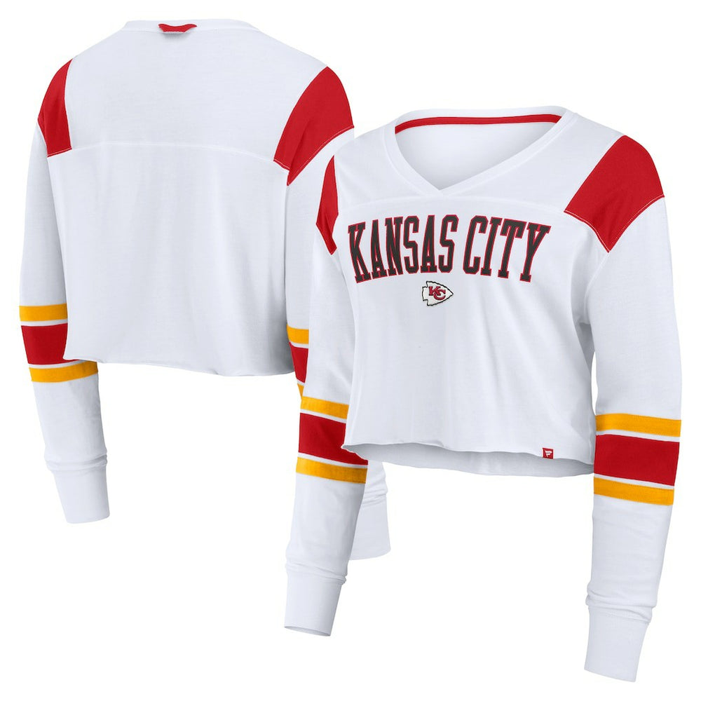 NFL Kansas City Chiefs Women's Stretch Cropped Fashion Long Sleeve T-Shirt