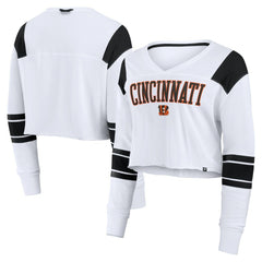 NFL Cincinnati Bengals Women's Stretch Cropped Fashion Long Sleeve T-Shirt