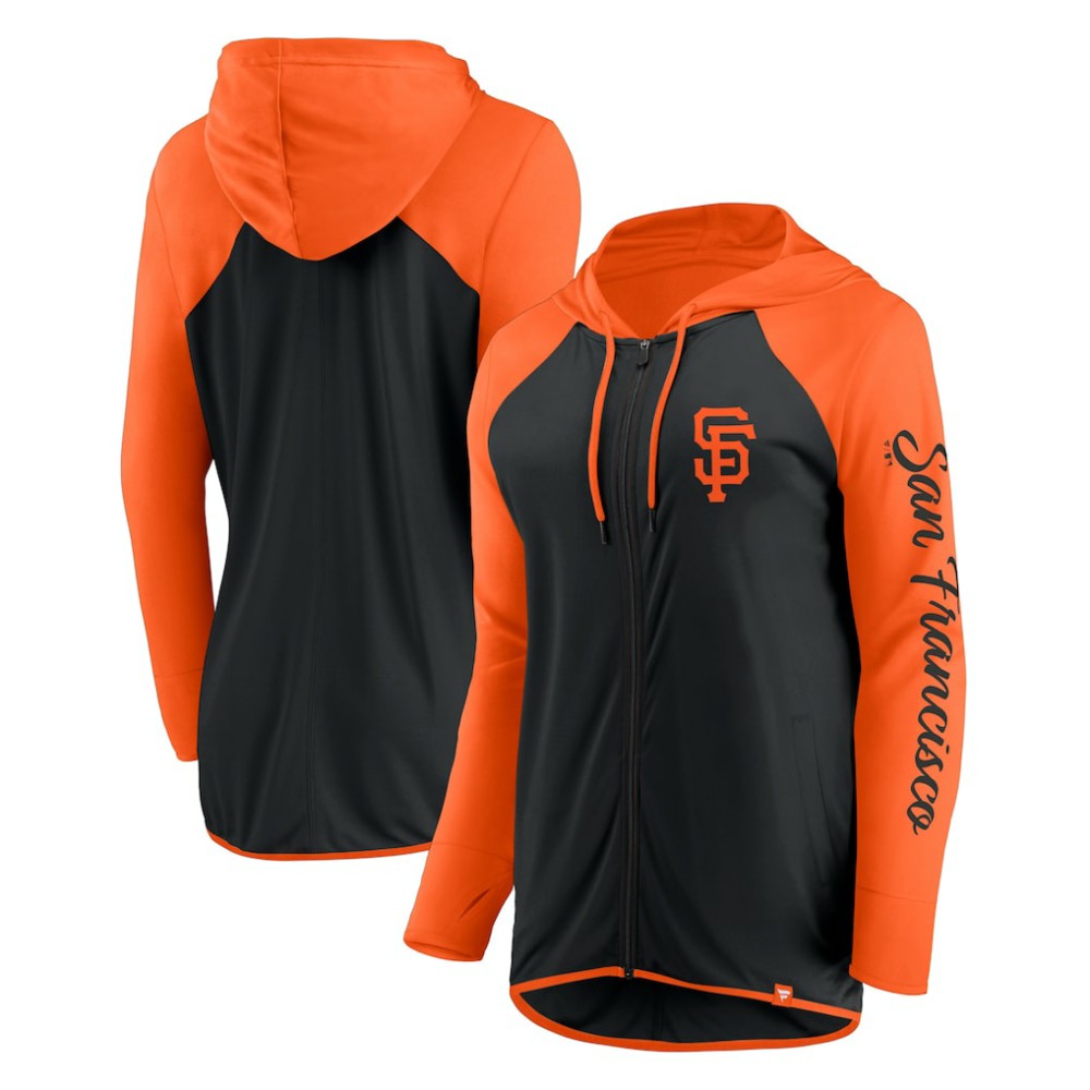 San Francisco Giants Women's Script Sleeve Full-Zip Hoodie - Black/Orange