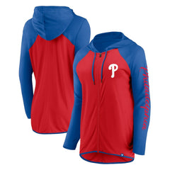 Philadelphia Phillies Women's Script Sleeve Full-Zip Hoodie - Red/Royal