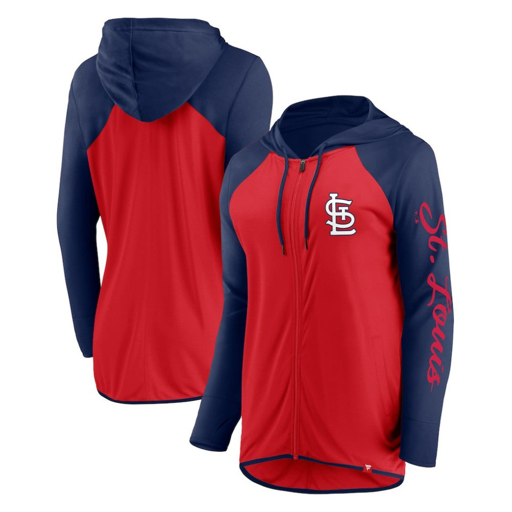 St. Louis Cardinals Women's Script Sleeve Full-Zip Hoodie - Red/Navy