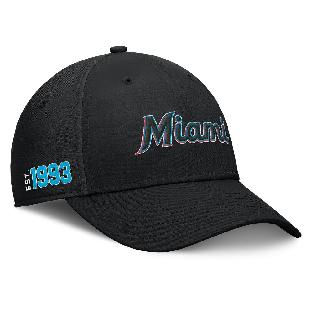 Miami Marlins Fundamental Tag Flex Hat - Black
