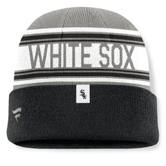 Chicago White Sox Fundamental Team Stripe Cuffed Knit Hat - Black