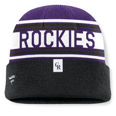 Colorado Rockies Fundamental Team Stripe Cuffed Knit Hat - Black