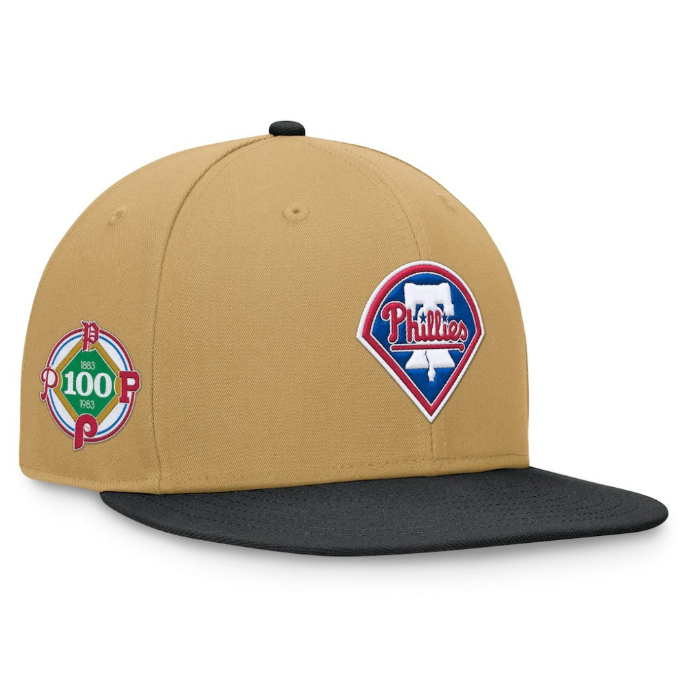 Philadelphia Phillies Heritage Two-Tone Fitted Hat - Khaki/Black