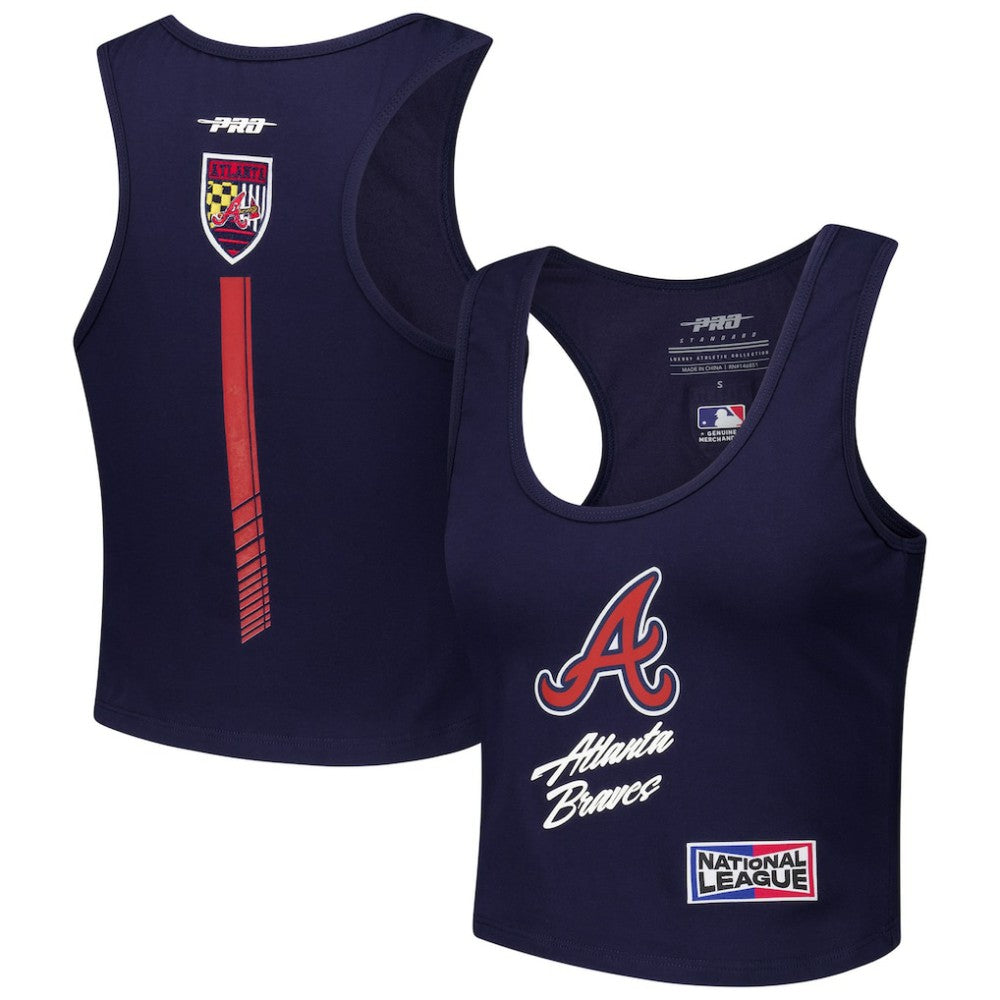 Atlanta Braves Pro Standard Women's Fast Lane Fitted Tri-Blend Cropped Tank Top - Navy