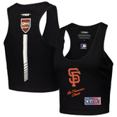San Francisco Giants Pro Standard Women's Fast Lane Fitted Tri-Blend Cropped Tank Top - Black
