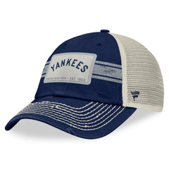 New York Yankees Heritage Stripe Trucker Adjustable Hat - Navy/Natural